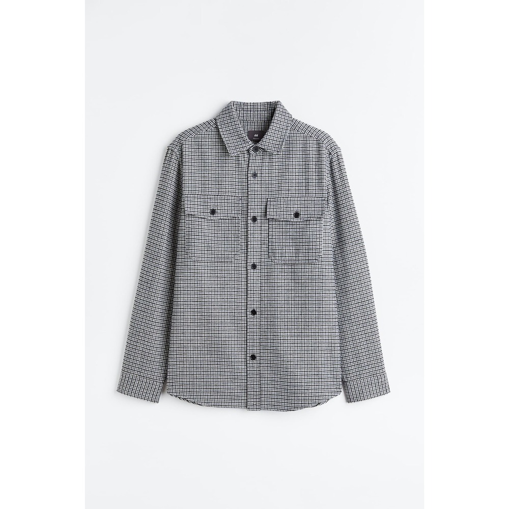 Old Navy Black Gray Houndstooth Button Up Twill Thick Overshirt Shacket Size L